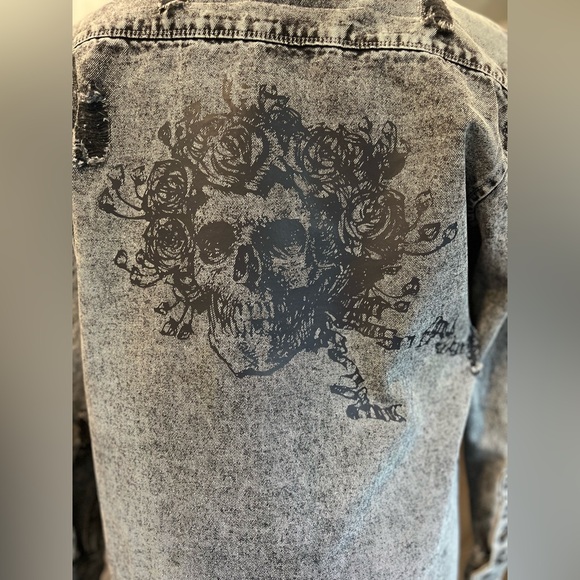 Upcycled Grateful Dead tattered shacket sz S - Picture 3 of 4